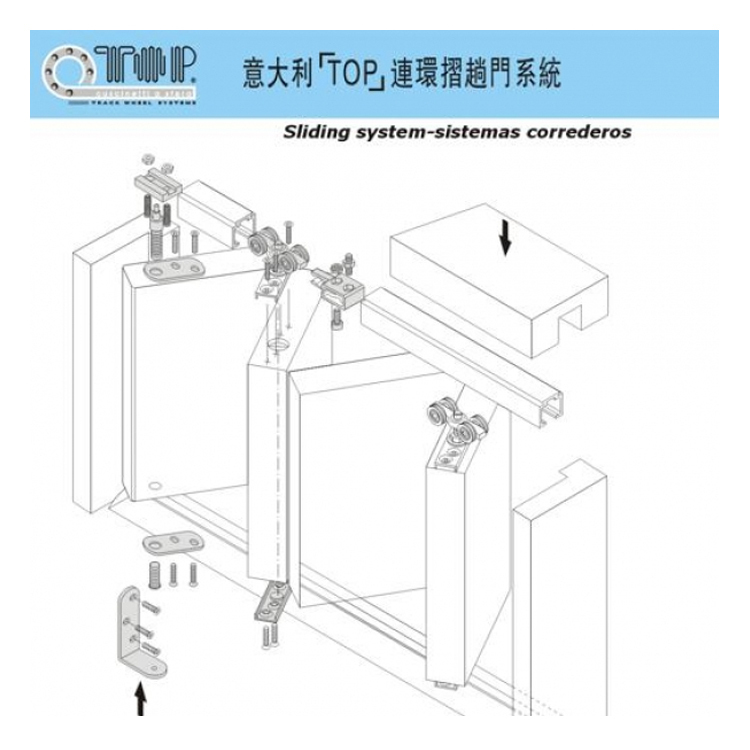 意大利「TOP」連環摺趟門配件(4門)