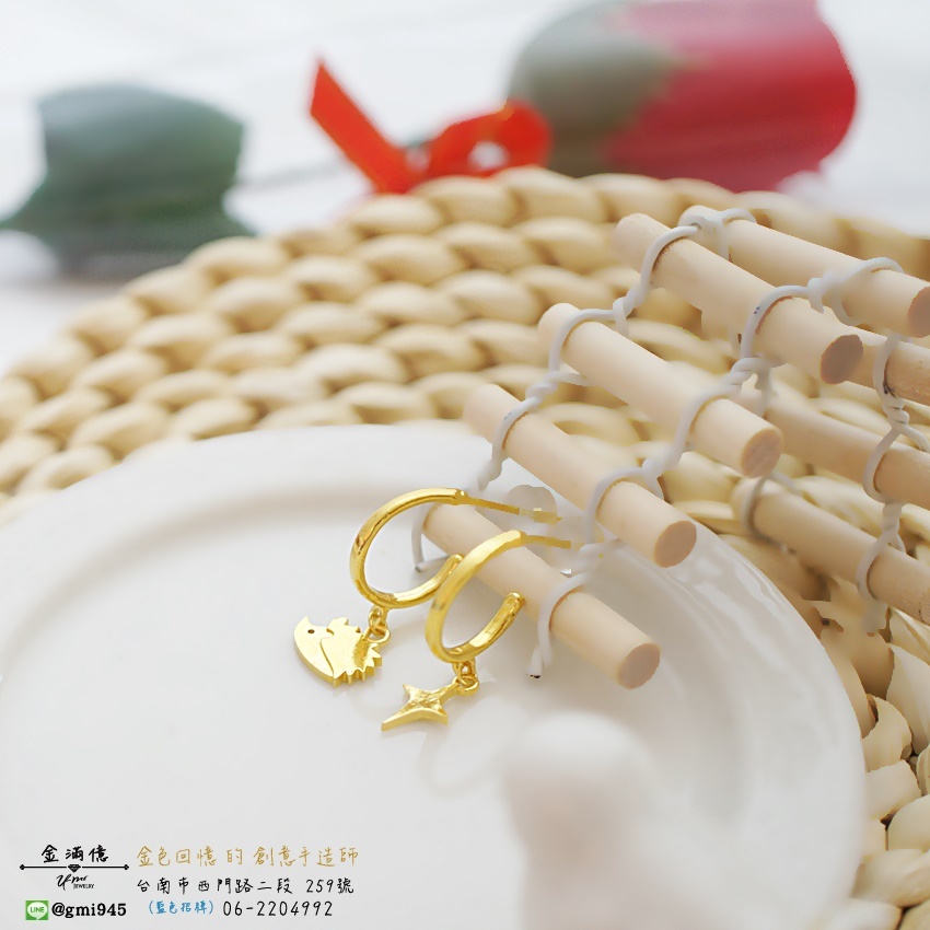 客製化飾品-刺蝟與光芒-訂做黃金|黃金耳環 (3)