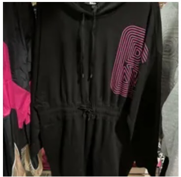 [S] DKNY HOODIE LONGSLEEVE DRESS,BLACK, B3370539-BLK (SD555)