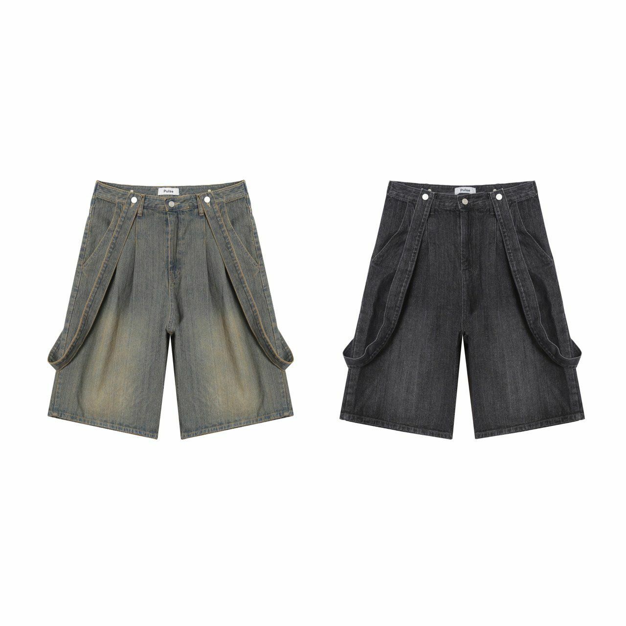 洗水吊帶牛仔短褲 PULSE-015P