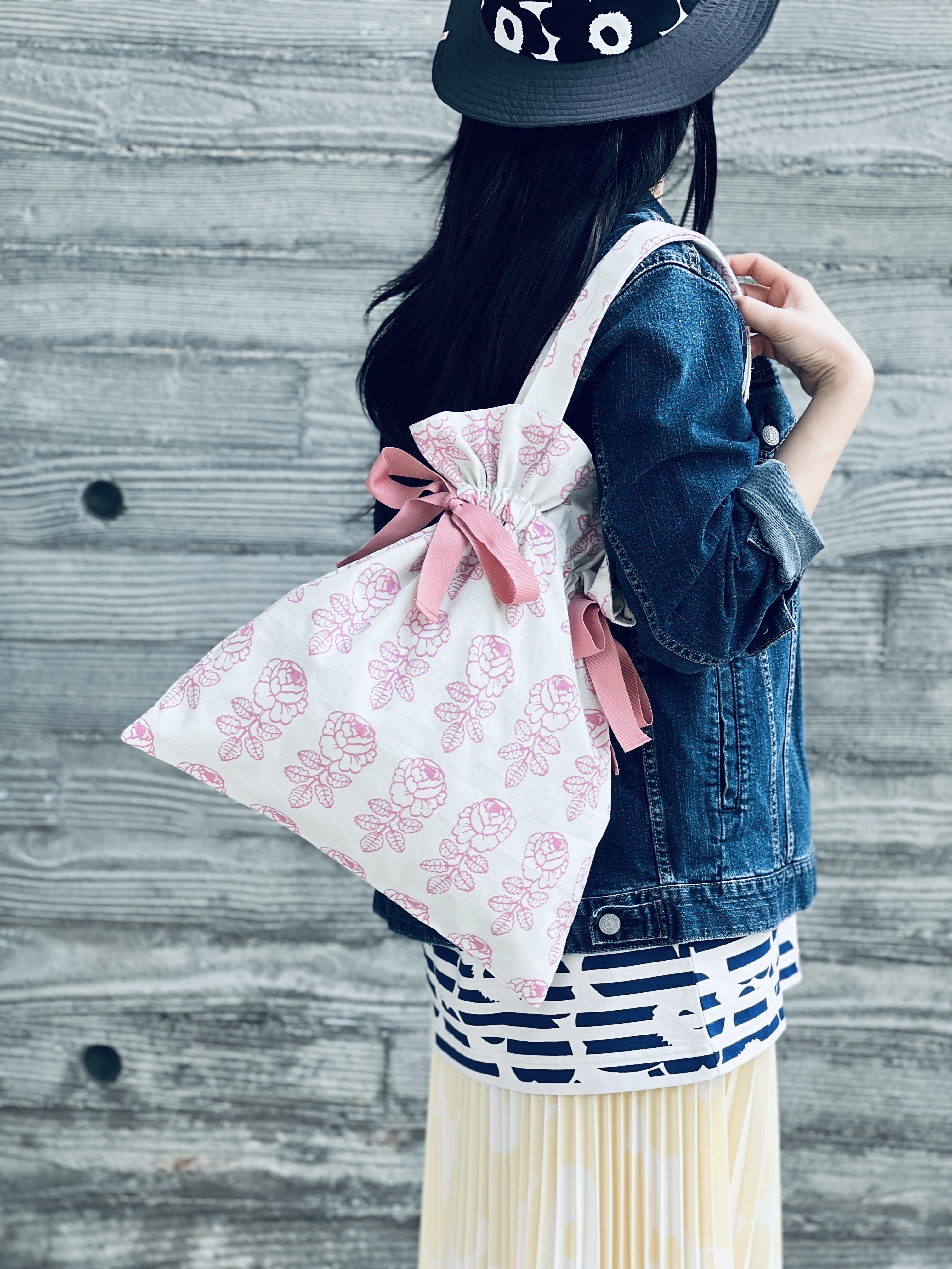 雙肩索帶tote ｜ Marimekko Pink wedding rose