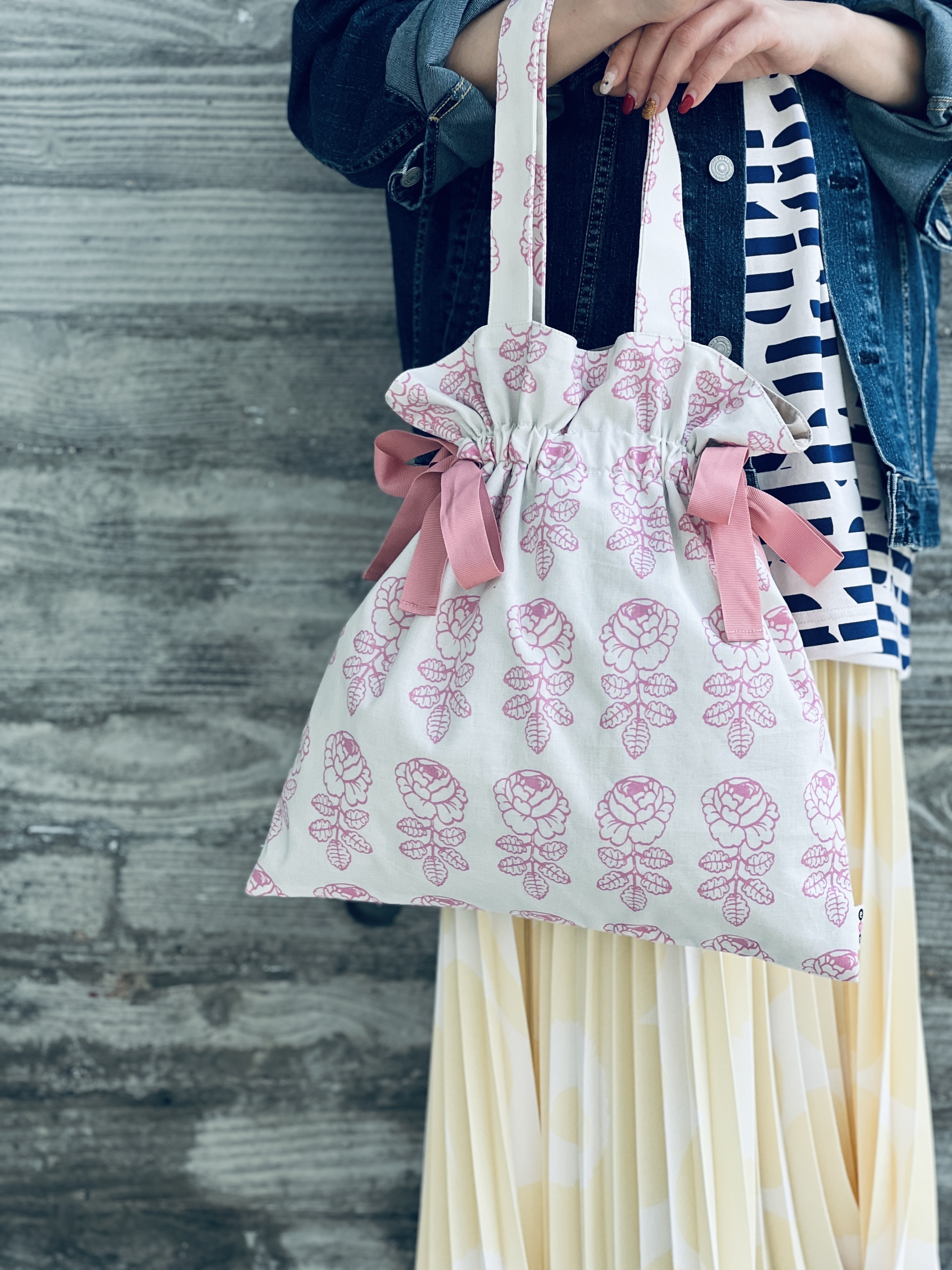 雙肩索帶tote ｜ Marimekko Pink wedding rose