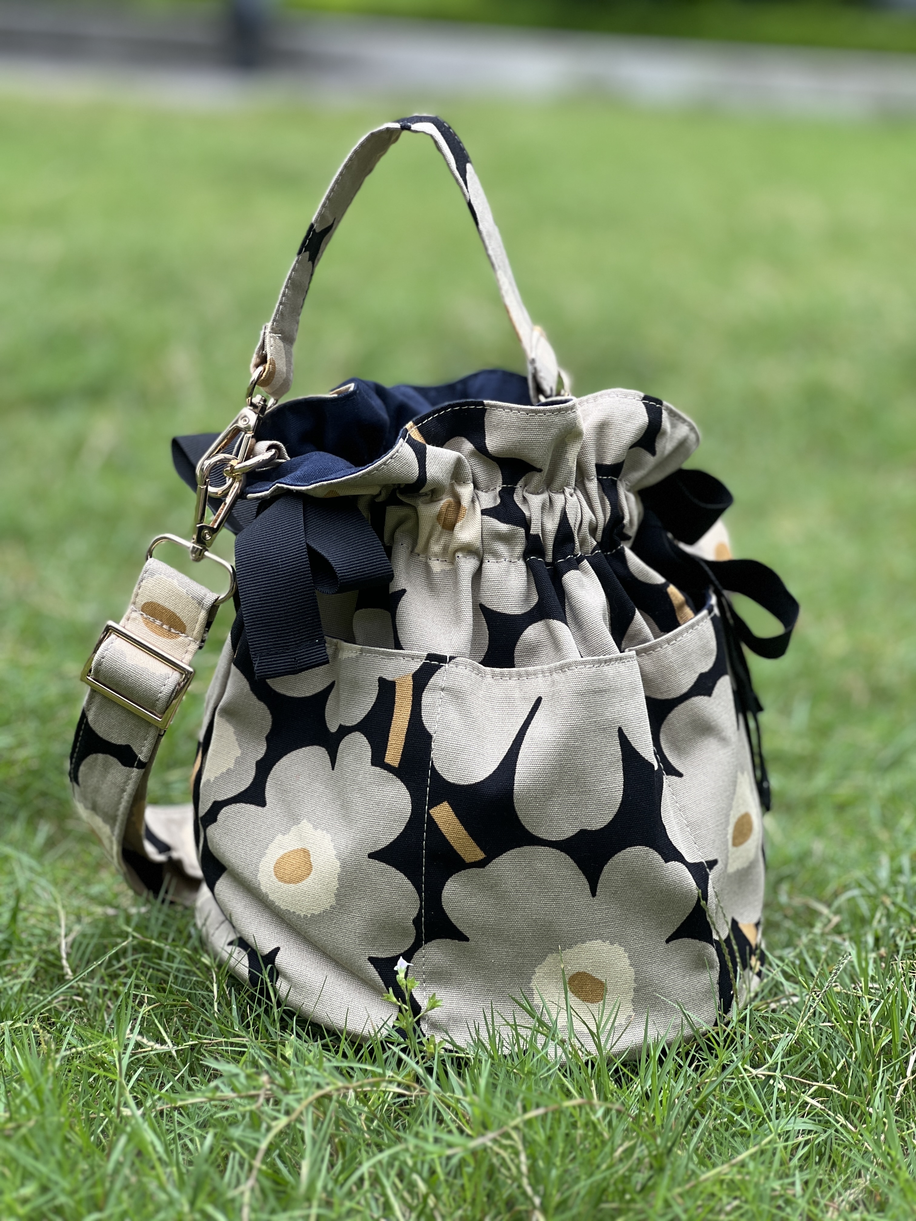 Bucket Bag | Marimekko canvas fabric | vintage grey