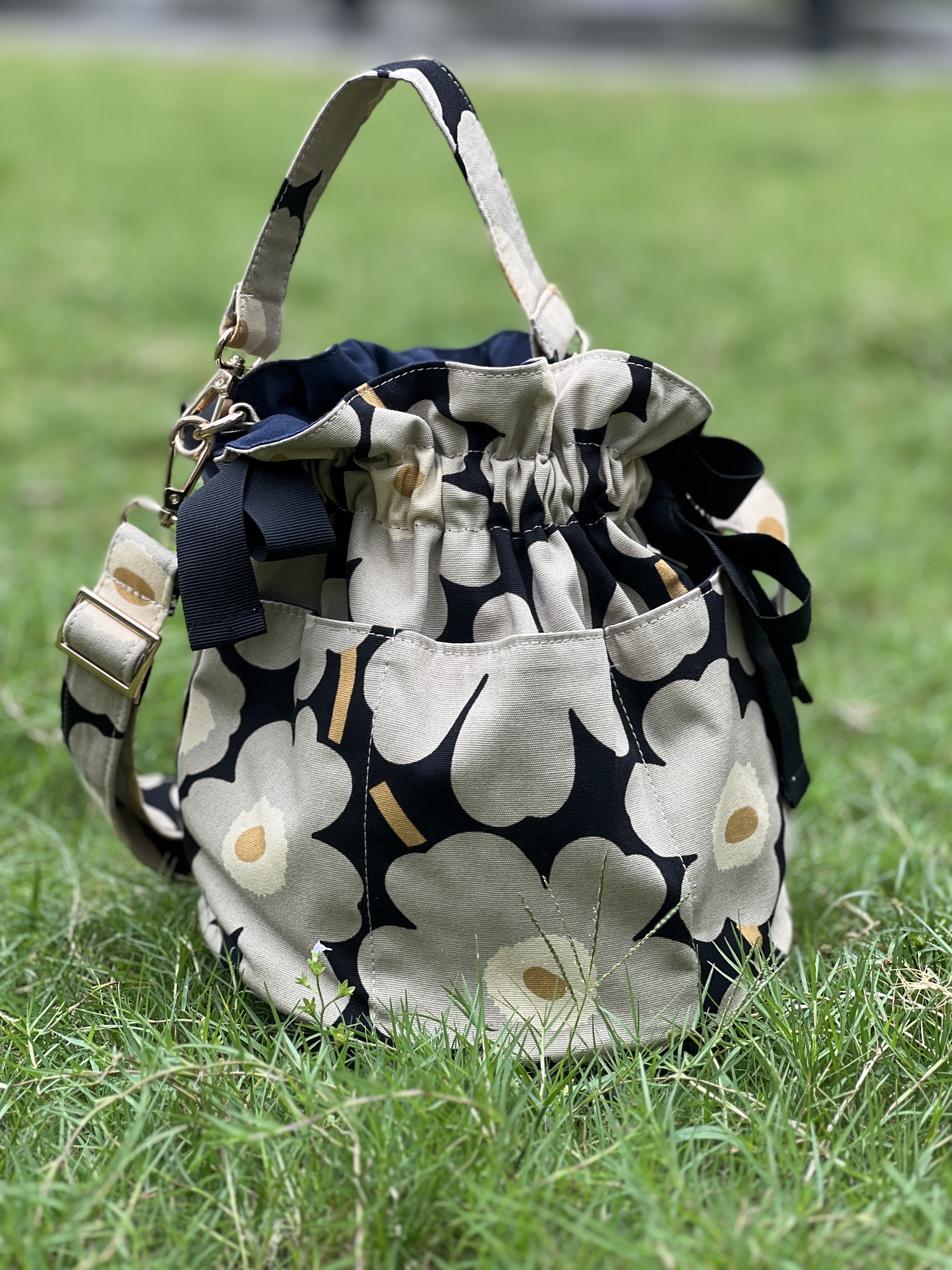 Bucket Bag | Marimekko canvas fabric | vintage grey