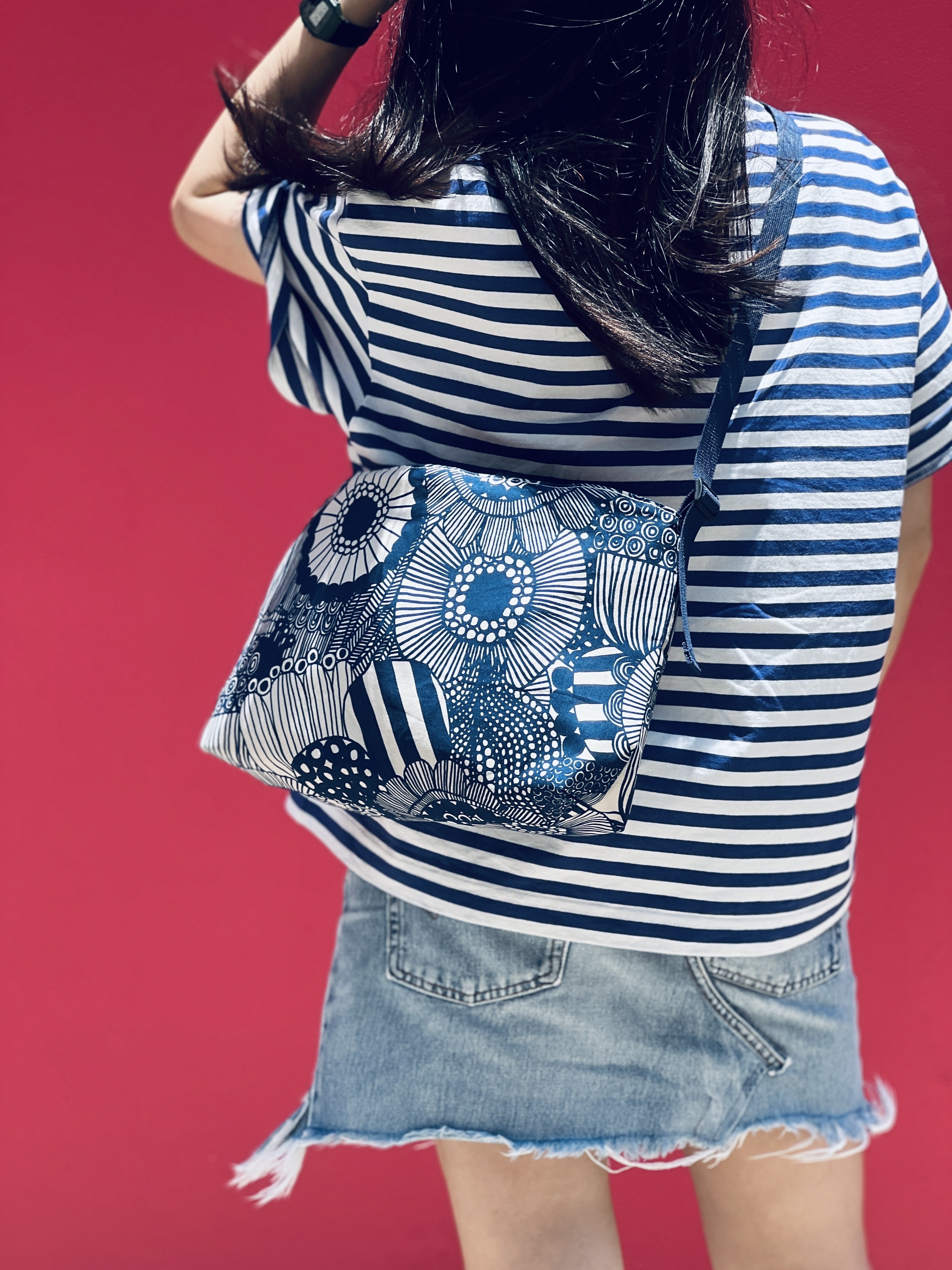 3 way easy tote | Marimekko fabric | 藍色圈圈pattern