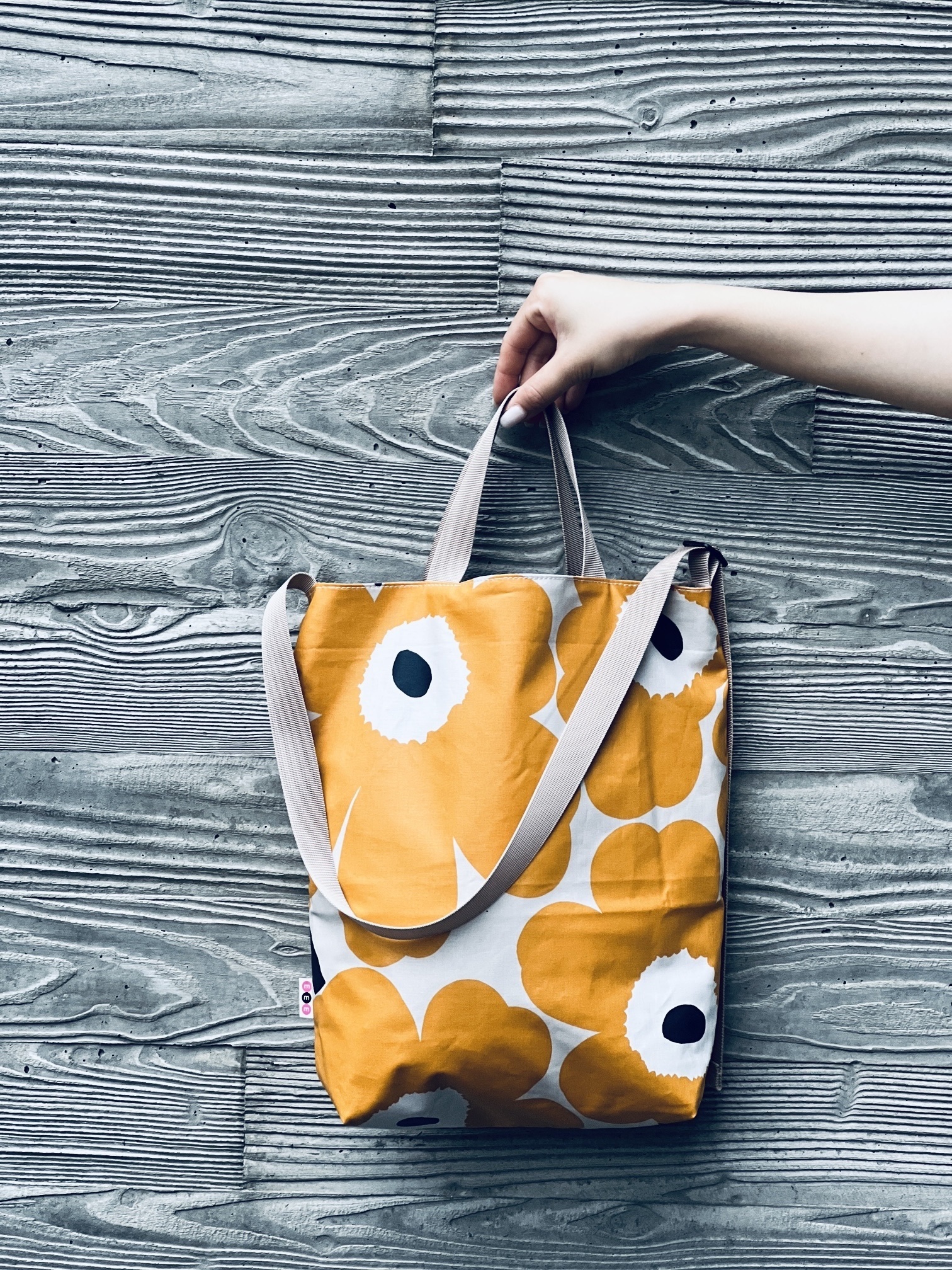 3 way easy tote | Marimekko waterproof fabric | Yellow中花