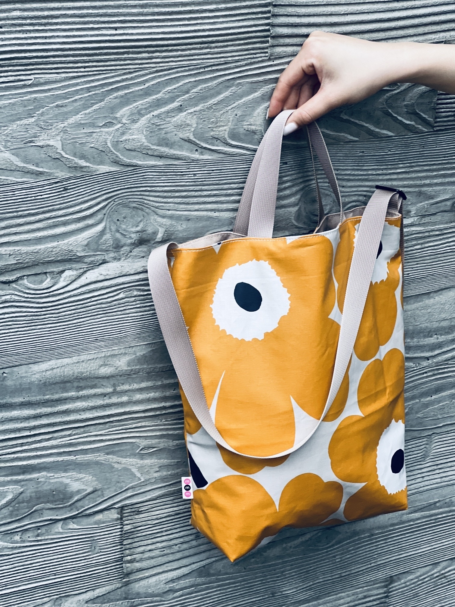 3 way easy tote | Marimekko waterproof fabric | Yellow中花