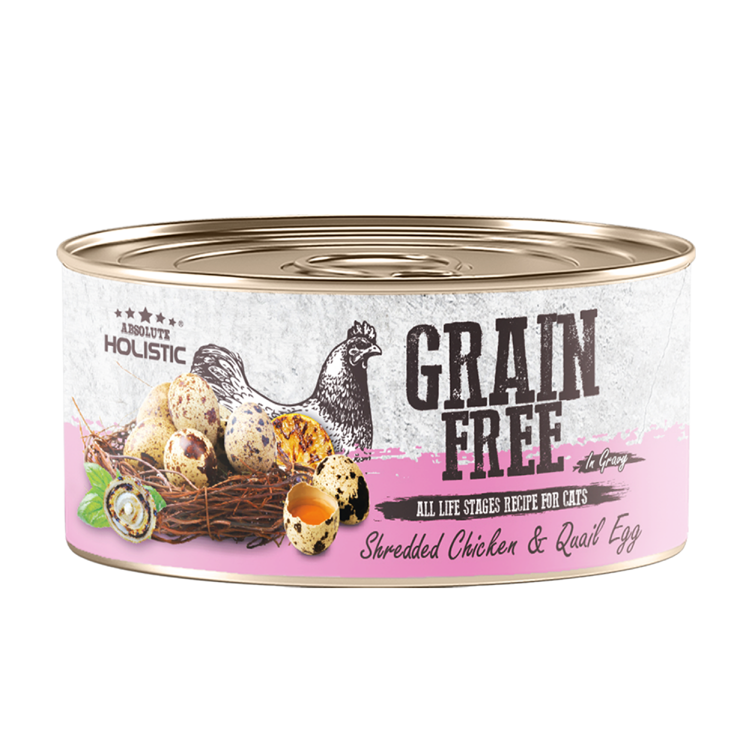 Absolute Holistic Grain Free 肉絲湯汁貓罐 80g - Shredded Chicken & Quail Egg 雞肉+鵪鶉蛋