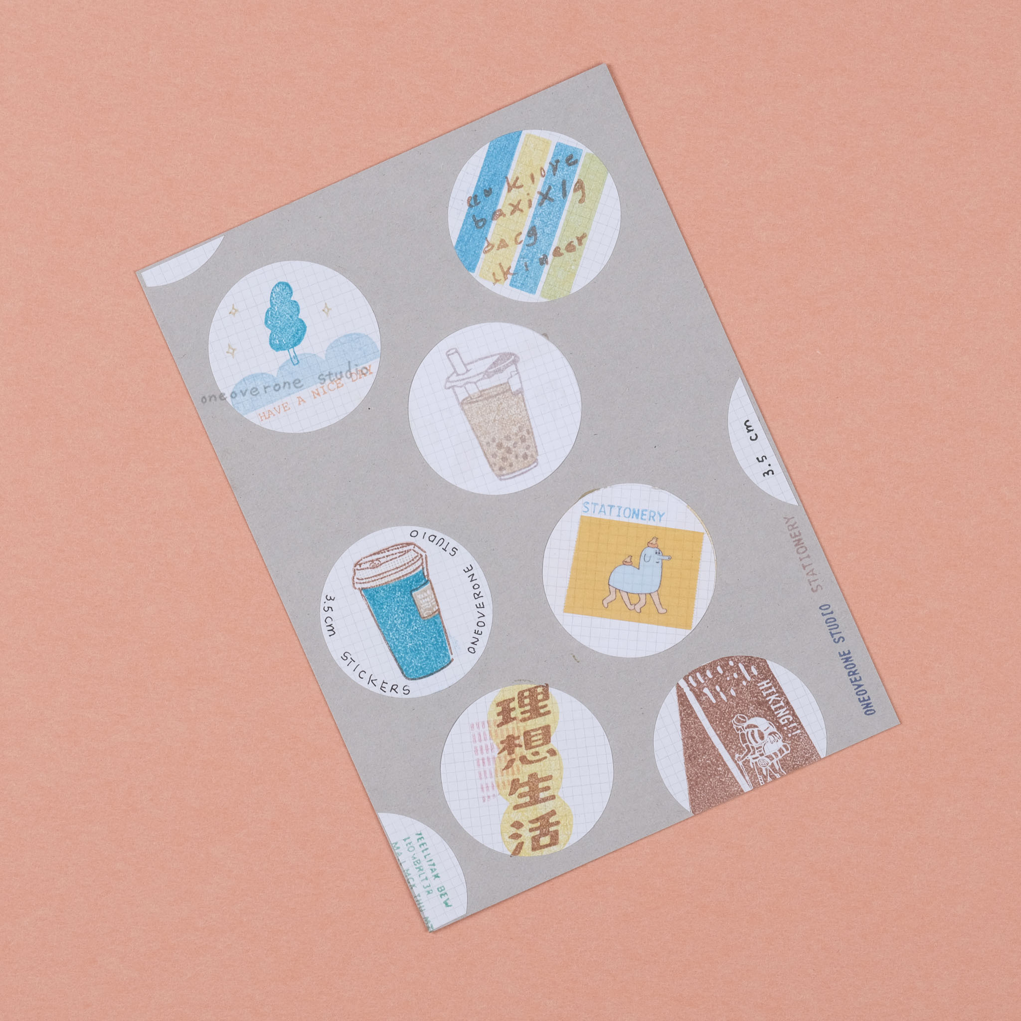 3.5cm格線圓貼 /oneoverone studio/TAIWAN