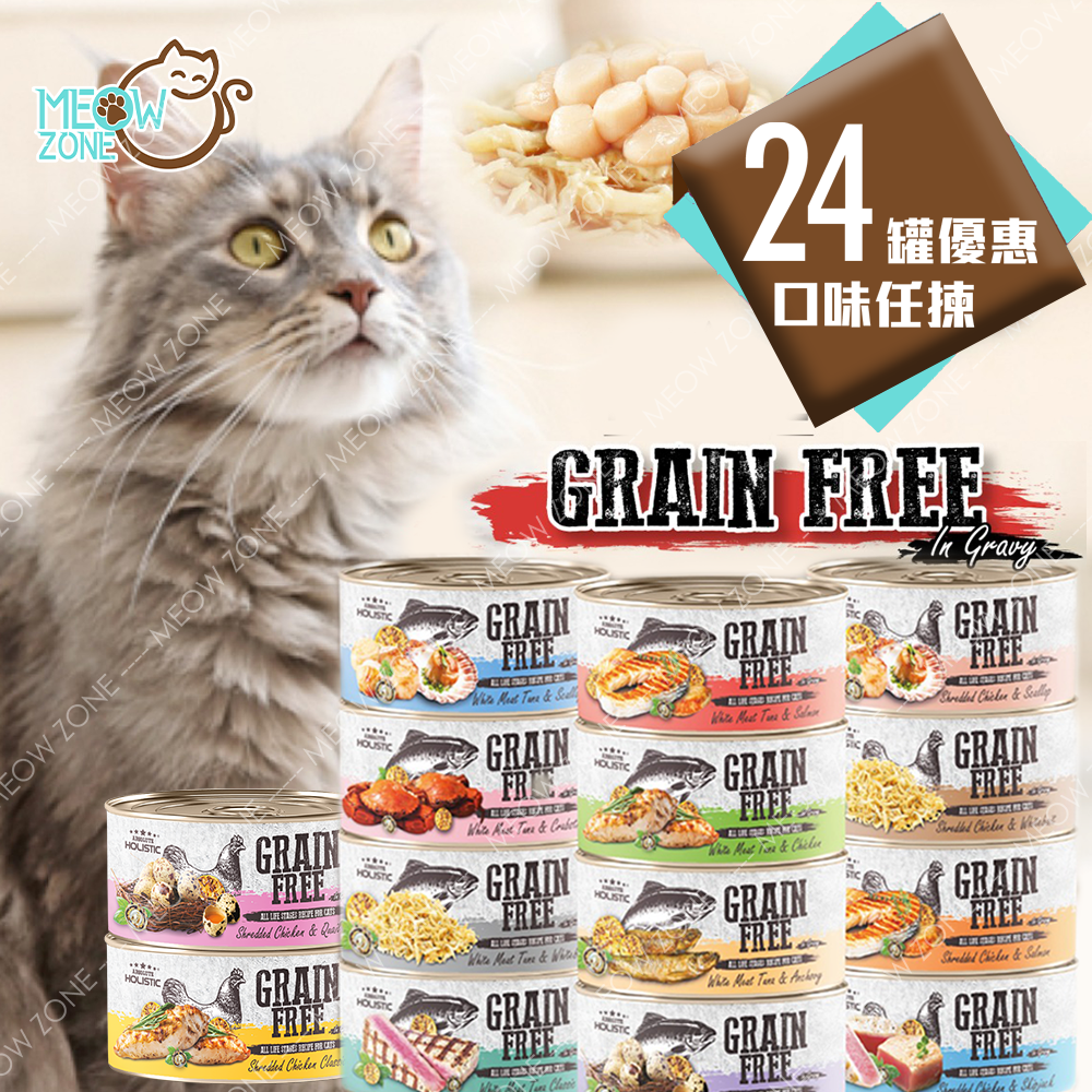 Absolute Holistic Grain Free 肉絲湯汁貓罐 80g - 24罐優惠裝