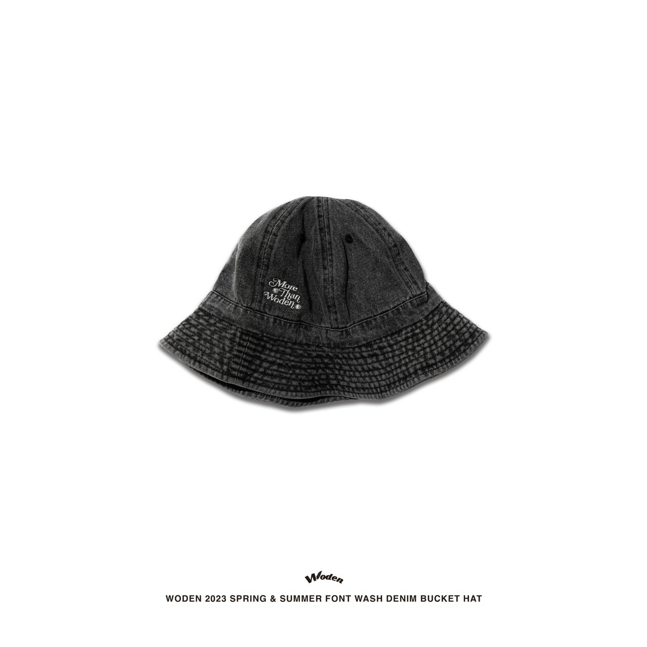 WODEN 2023 Spring & Summer 059 Font Wash Denim Bucket hat 黑色
