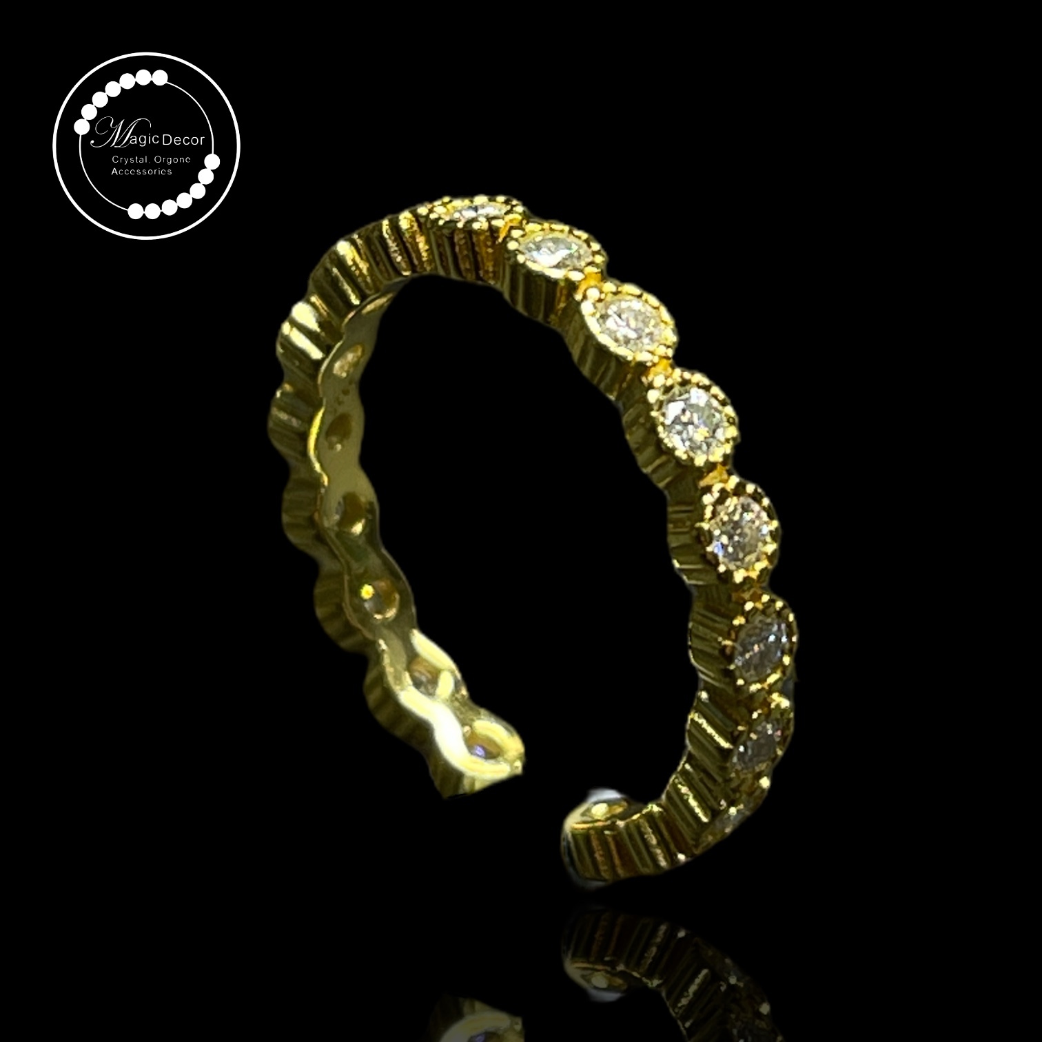 250628 - B119 經典小圓餅金色全銀莫桑開口排戒