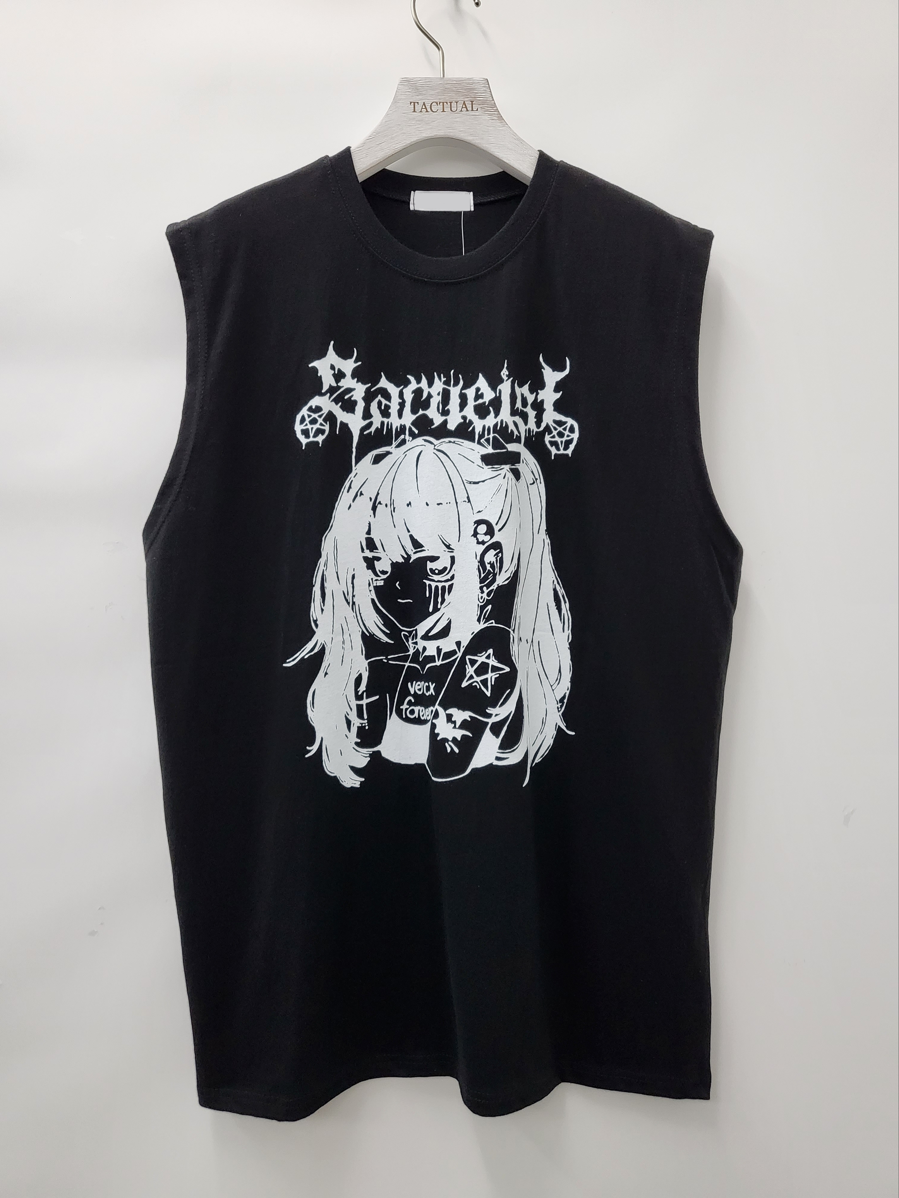 英文字卡通圖案背心 V980