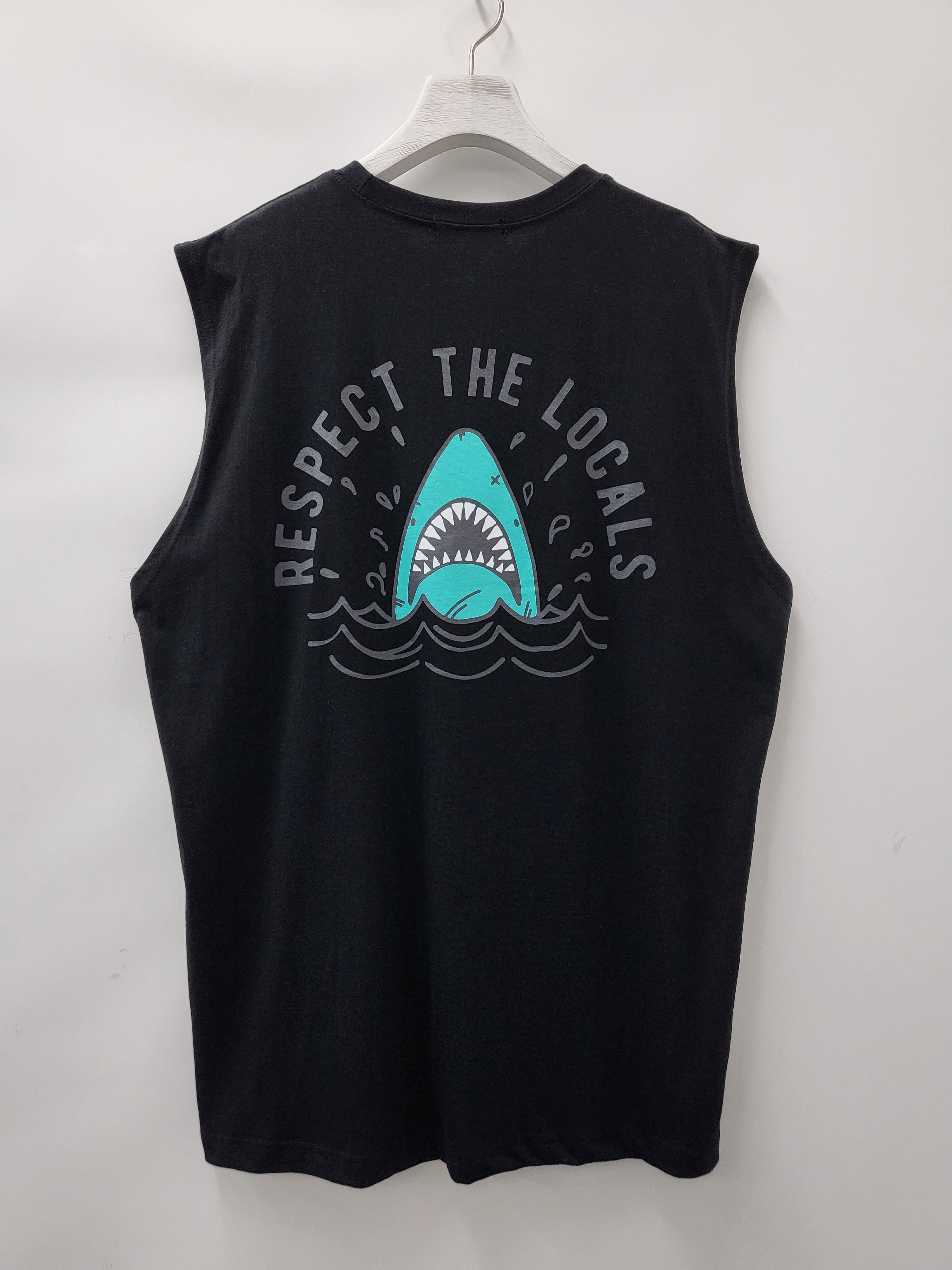 英文字鯊魚圖案背心 V977