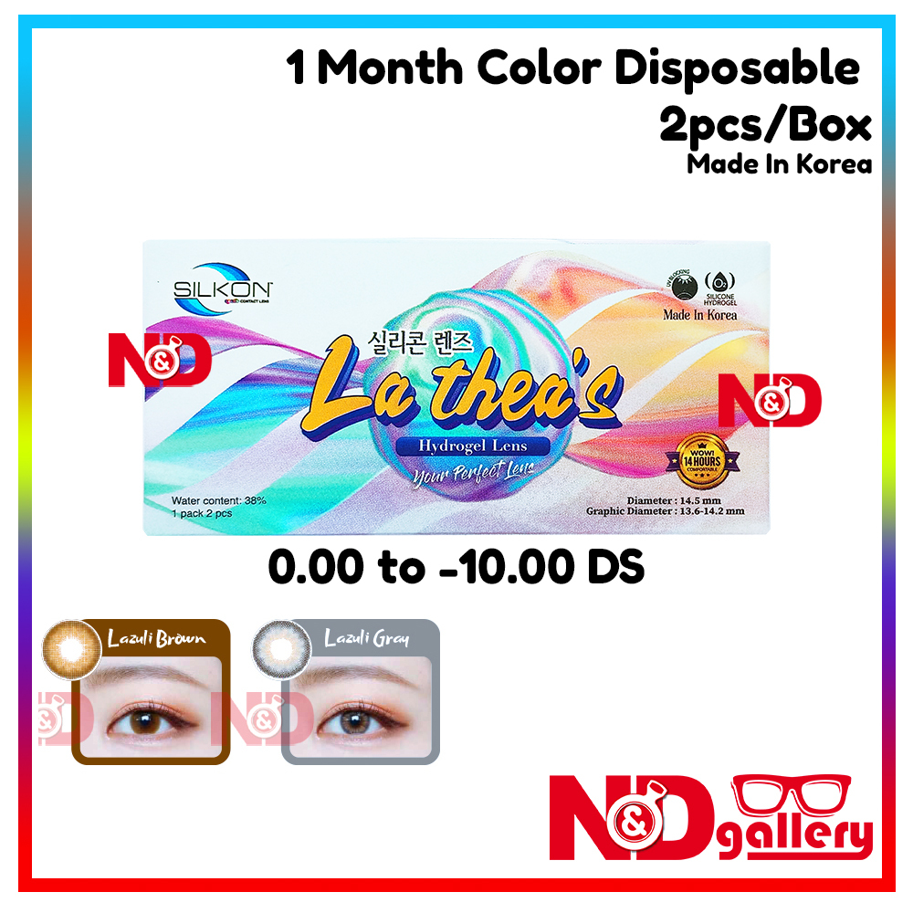 Silkon Lathea's Lathea 1 Month Disposable Color Contact lens 2pcs/box 0.00 to -10.00DS ( hanee Grey & Hanee Brown)