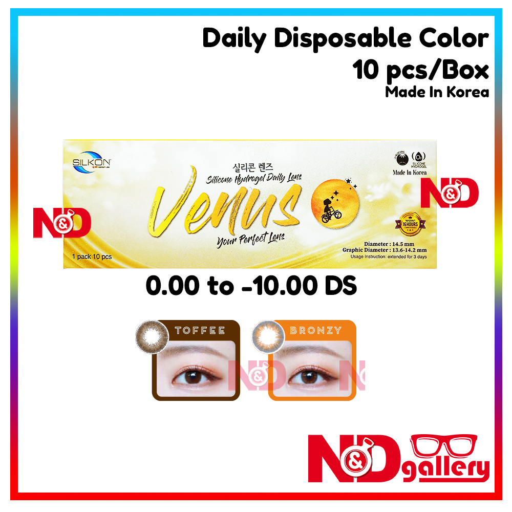 Silkon Venus Daily Disposable Color Contact lens 10pcs/box 0.00 to -10.00 DS ( Toffee & Bronzy)