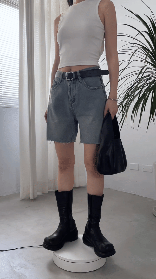 高腰水洗牛仔短褲(-20%)