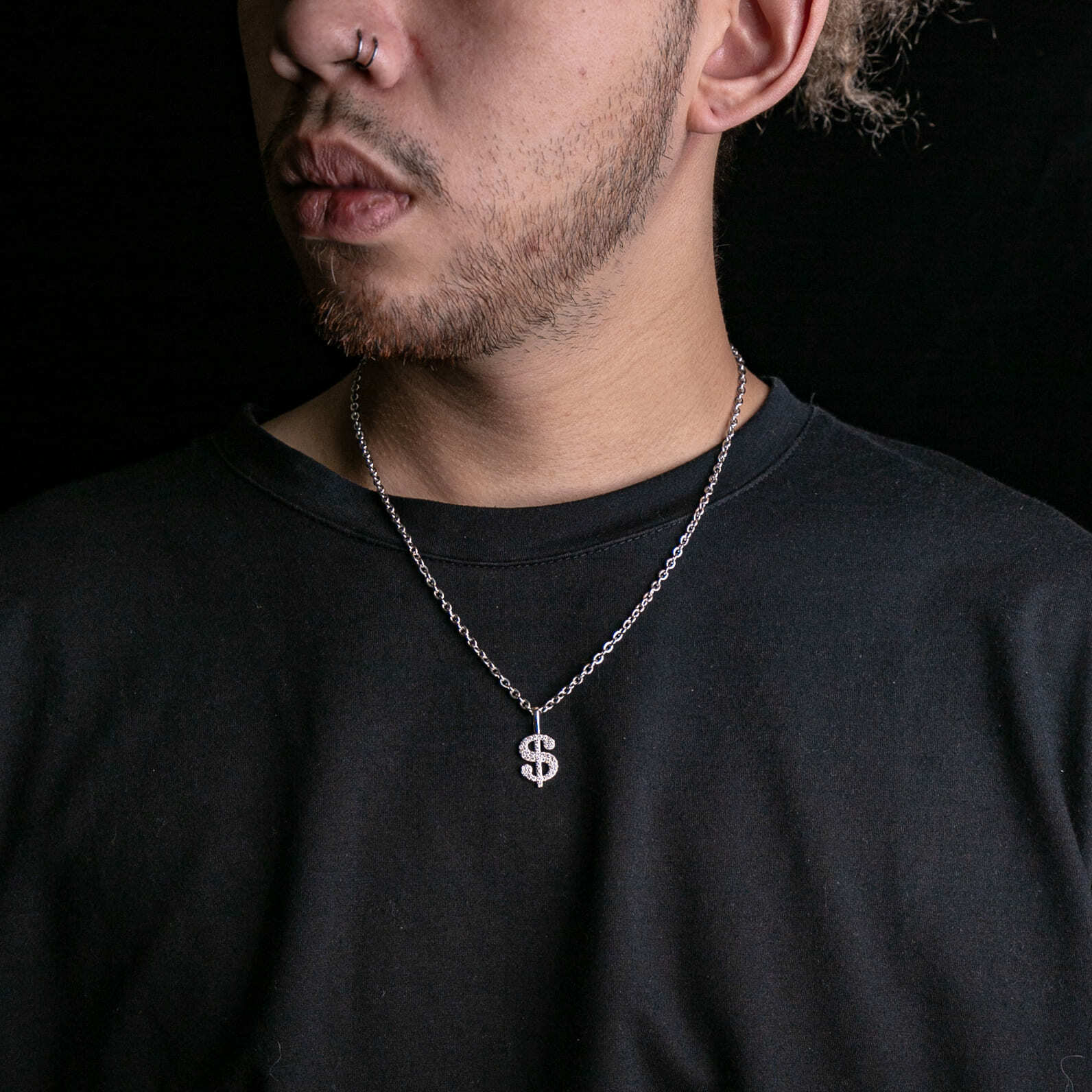 925純銀莫桑石迷你錢幣符號墜飾