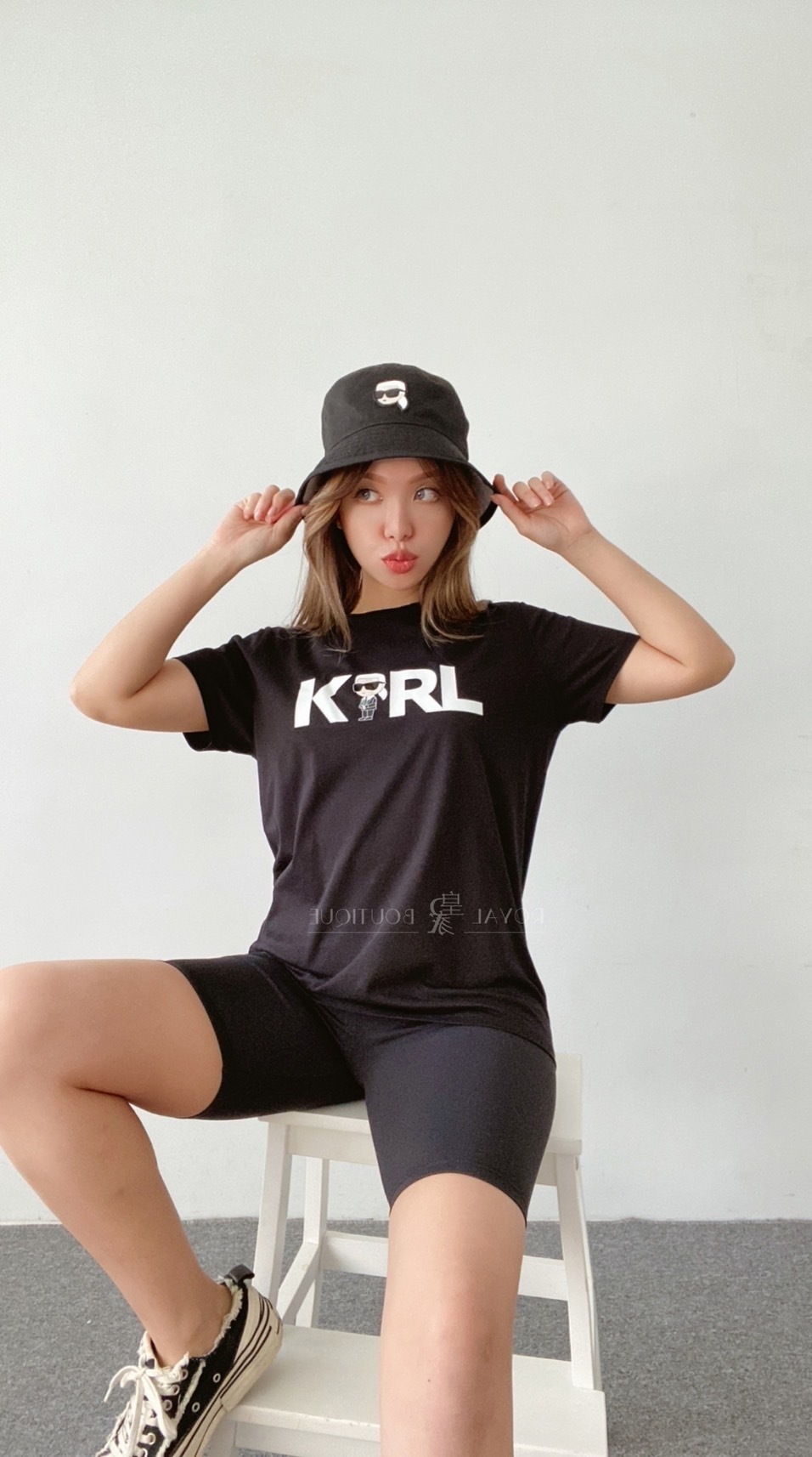 KARL LAGERFELD 卡爾 老佛爺人頭雙面用漁夫帽