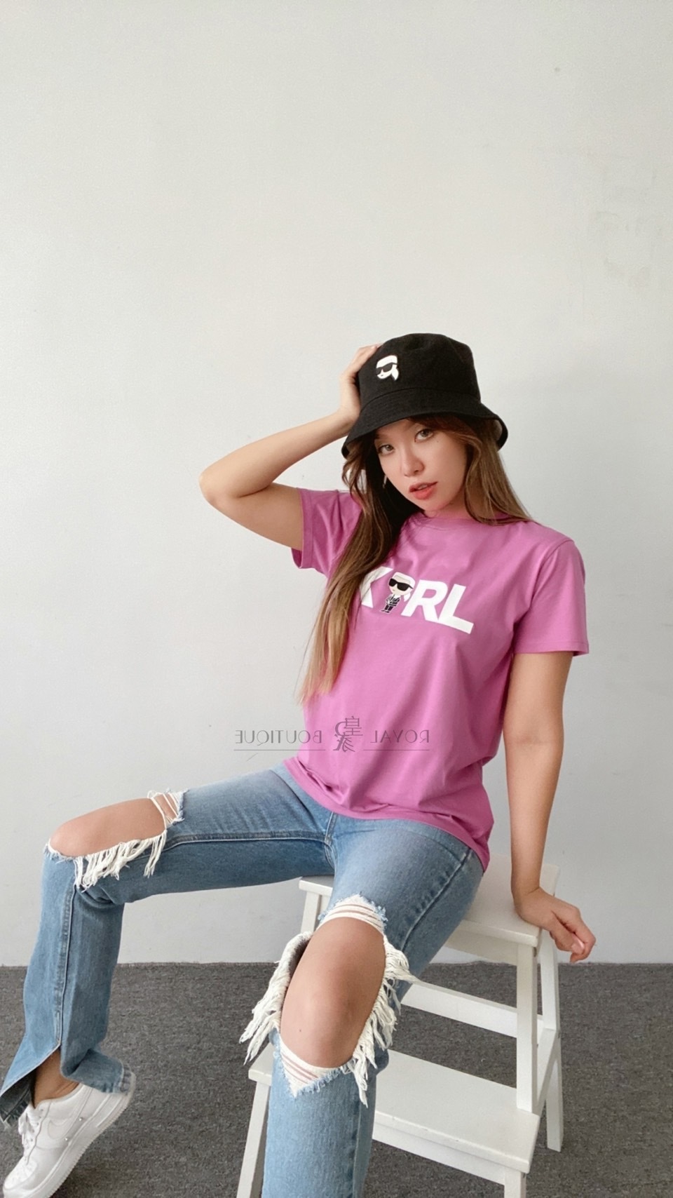 KARL LAGERFELD 卡爾 老佛爺人頭雙面用漁夫帽