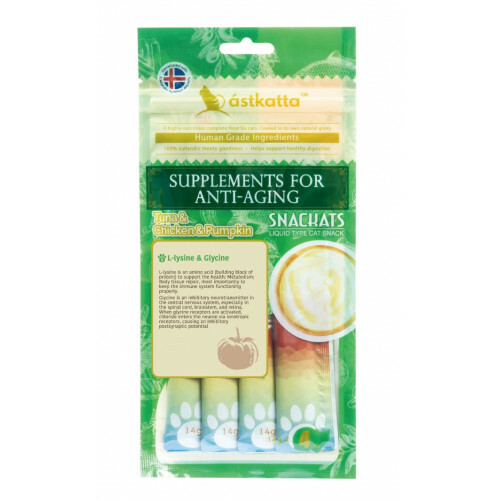 Astkatta - 4支裝營養美味醬 (深綠) 吞拿魚＋走地雞肉＋有機南瓜增強活力配方 Tuna + Chicken + Pumpkin Snackats 14gx4