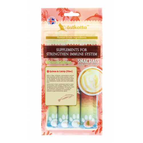 Astkatta - 4支裝營養美味醬 (淺紅) 走地雞肉+三文魚強化免疫力配方 Chicken + Salmon Snackats 14gx4