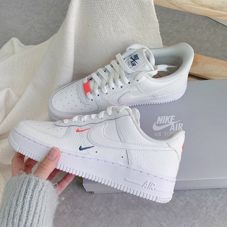 Nike Air Force 1 Low 白橘藍 邁阿密 小立體雙勾 刺繡 女鞋