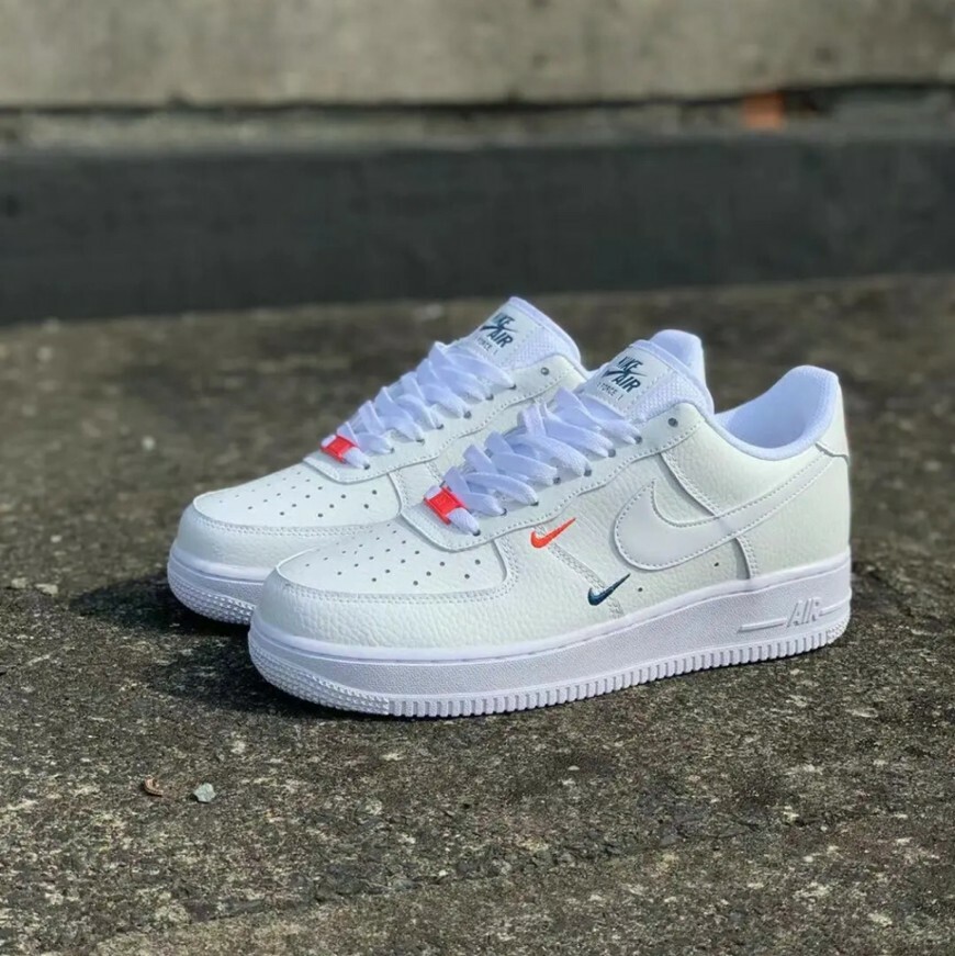 Nike Air Force 1 Low 白橘藍 邁阿密 小立體雙勾 刺繡 女鞋