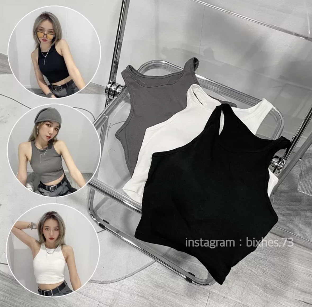 素面削肩帶墊背心(C00020)