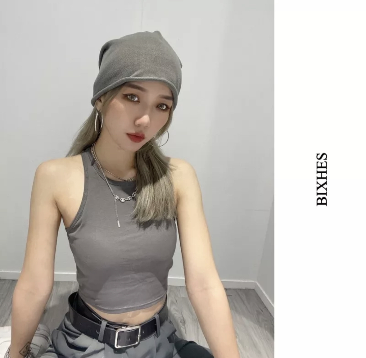 素面削肩帶墊背心(C00020)