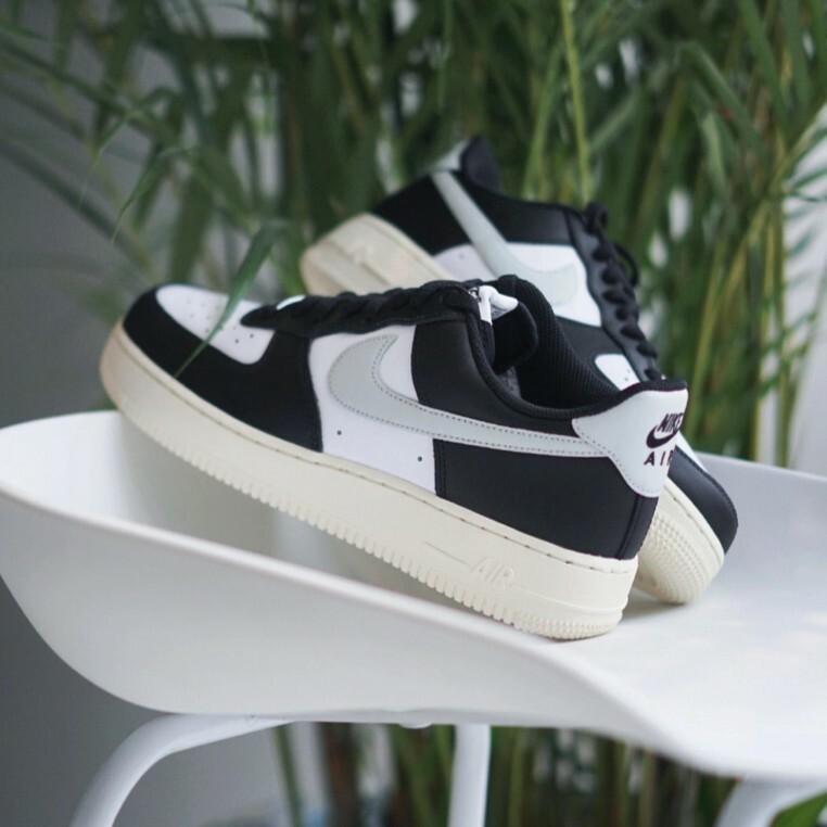 Nike Air Force 1 Low 椰奶熊貓 黑白灰勾 皮革 復古 男女鞋 FQ6848-101