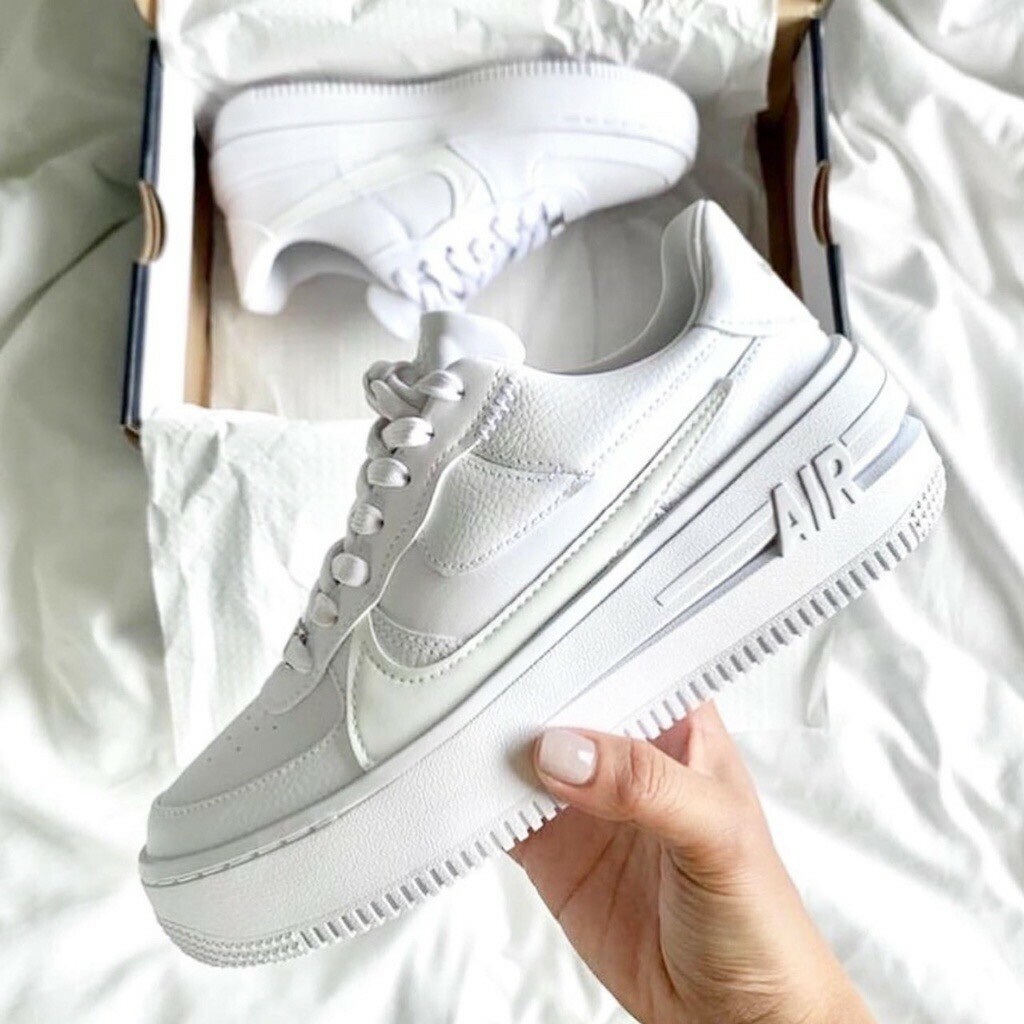 Nike Air Force 1 Low PLT.AF.ORM "Triple White" 純白 解構 休閒 厚底 增高 女鞋