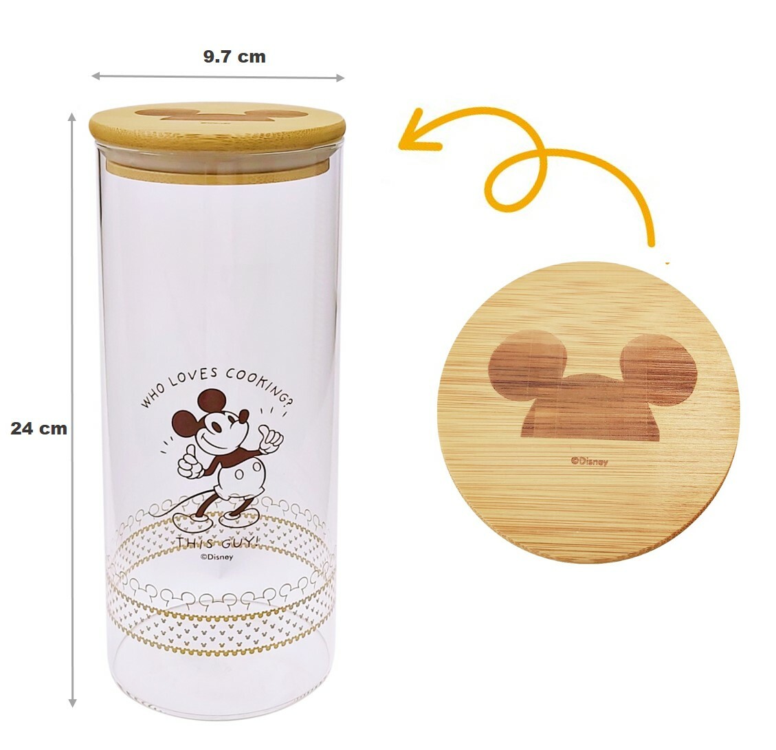迪士尼米奇 - 儲物罐 玻璃食物罐-連竹蓋
