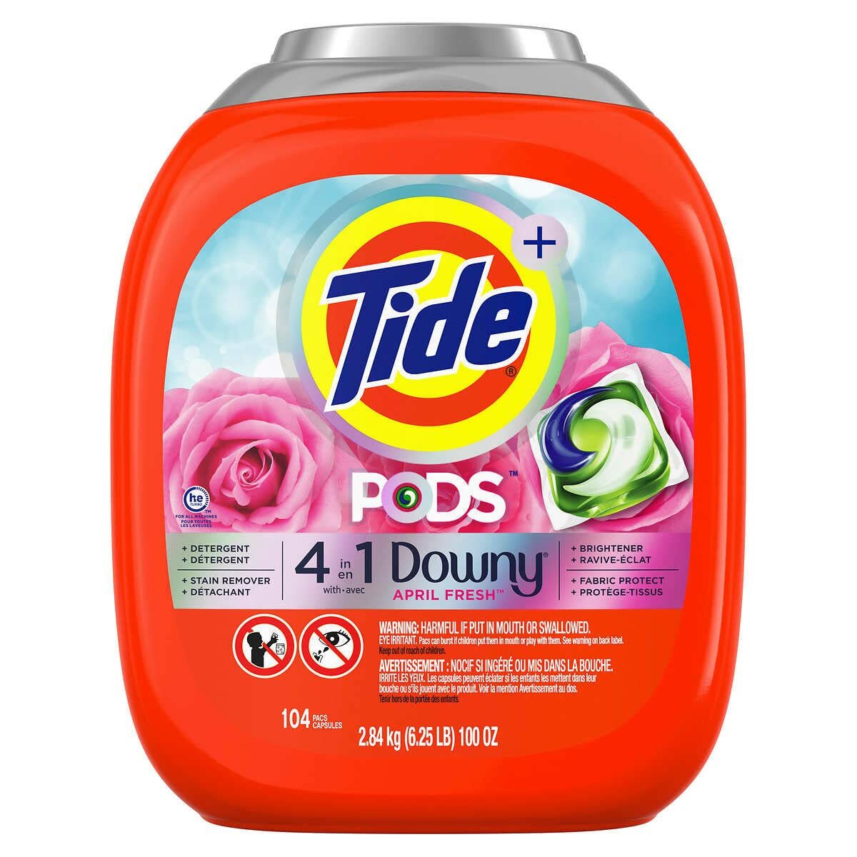 Tide Pods Plus Downy 4 in 1 Laundry Detergent, 104 Pacs