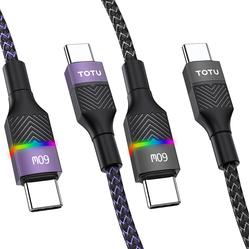 TOTU 拓途 雙Type-C/PD充電線傳輸線閃充線編織快充線 呼吸燈 征程系列 1.5M