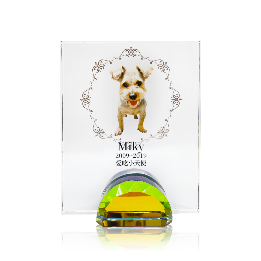 花紋框寵物祈念水晶玻璃