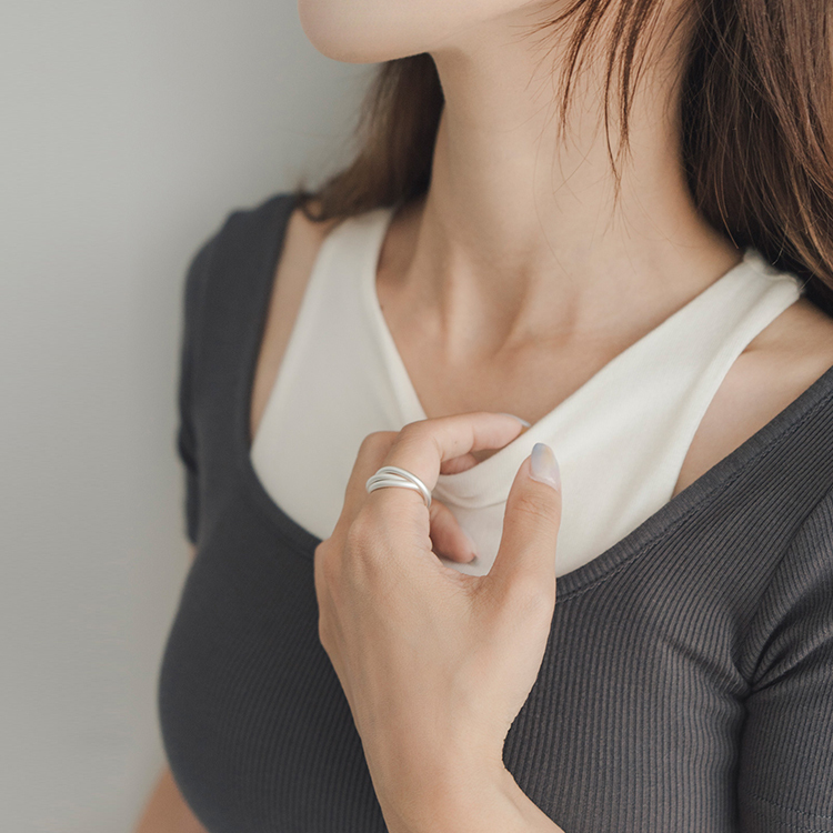 霧面三環交叉戒指