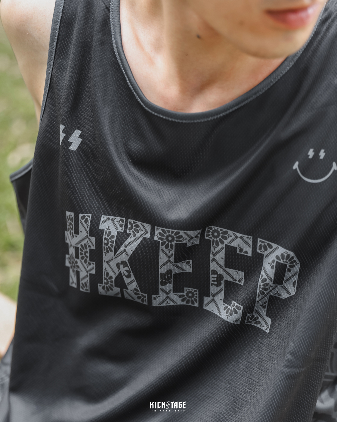 #KEEP ICON LOGO 黑白 雙色 花朵 印花 雙面穿 球衣 背心【KS170-BK】ABshorts