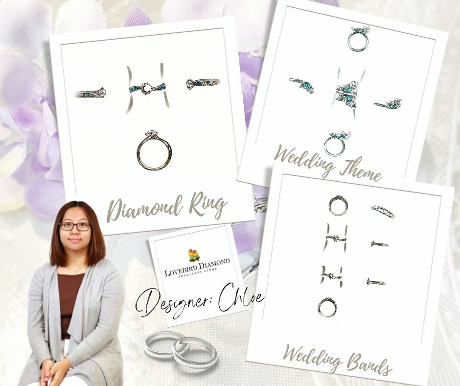 18K白金天然鑽石海藍寶組合戒指托