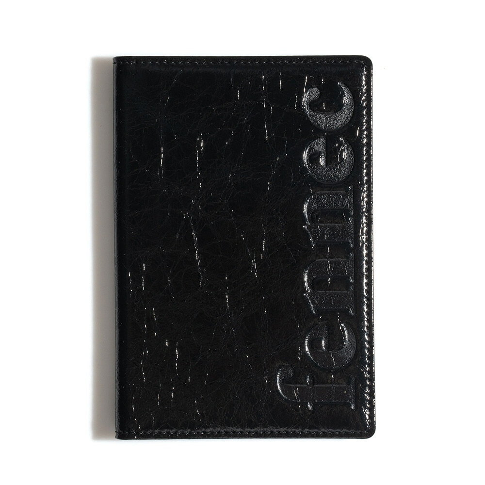 fennec - CRINKLE PASSPORT CASE - BLACK