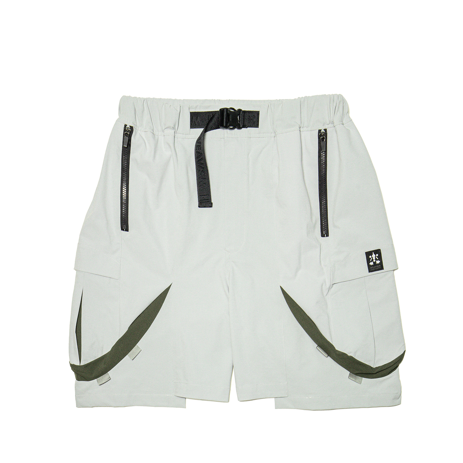 蟲翅造型尼龍短褲- 白灰