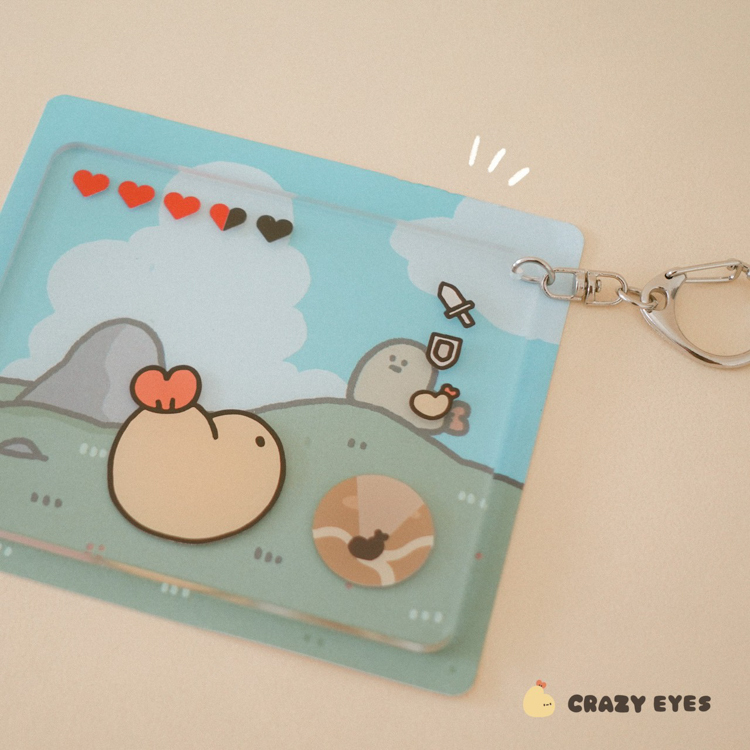 Crazy eyes 瘋狂眼珠｜場景壓克力吊飾｜冒險的炸蝦！