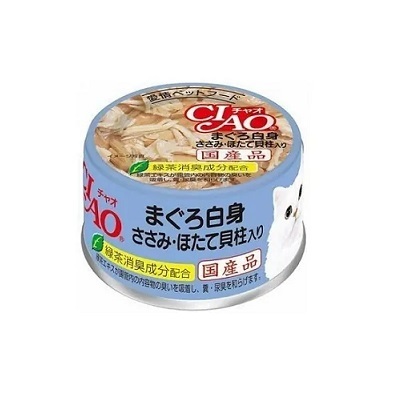 CIAO貓罐頭白身吞拿魚+雞肉+帶子 80G A-83【原箱24 罐】