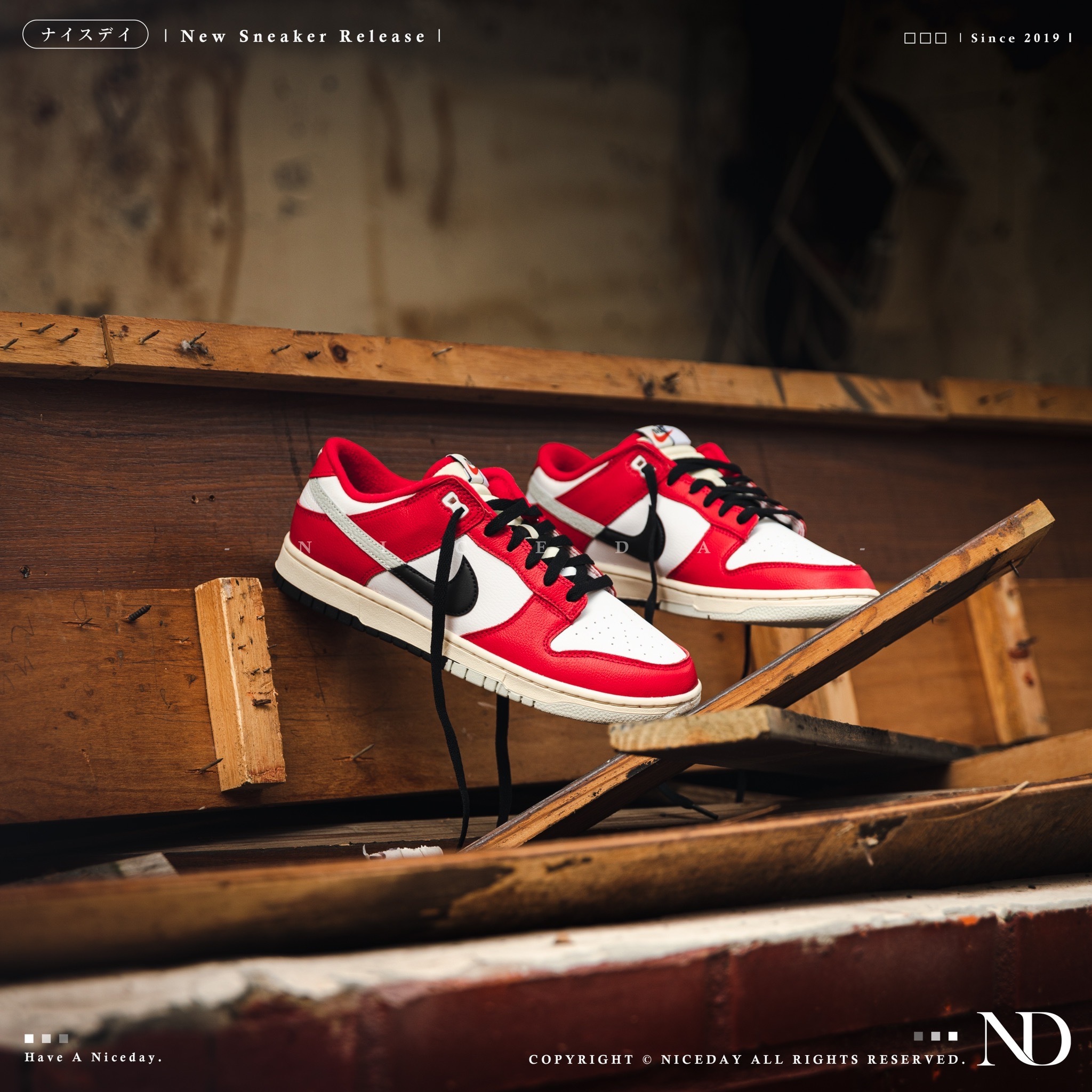 NICEDAY 部分現貨/代購 Nike DUNK low PRM 解構 芝加哥 白 紅 男款 Dz2536-600