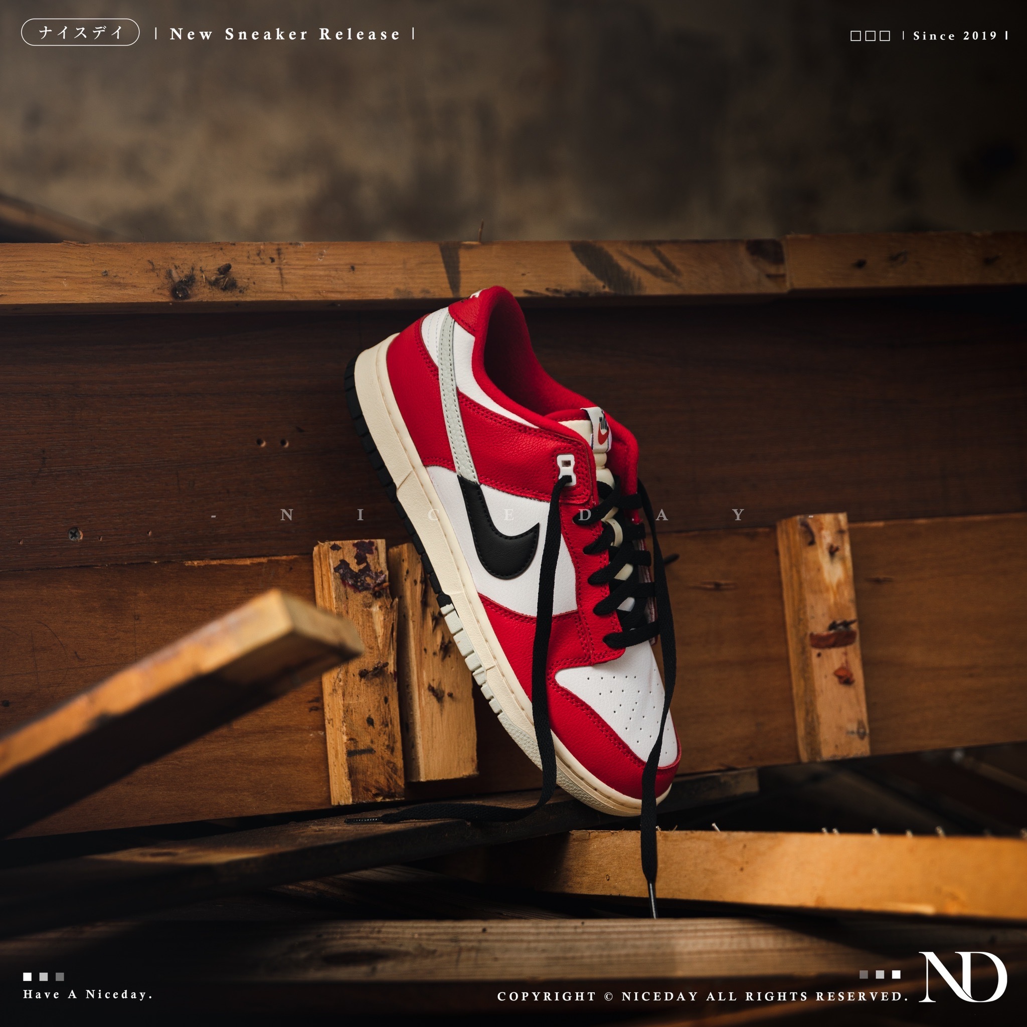 NICEDAY 部分現貨/代購 Nike DUNK low PRM 解構 芝加哥 白 紅 男款 Dz2536-600