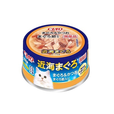 CIAO貓罐頭 近海吞拿魚+鰹魚+吞拿魚乾 80G A-91【原箱24 罐】