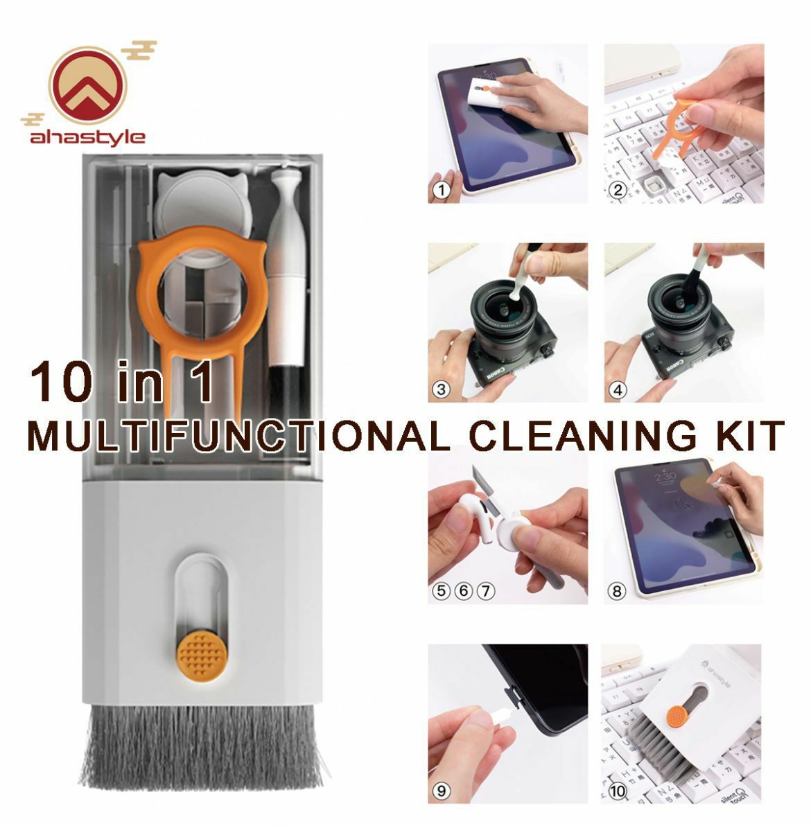 AHASTYLE-WG121 10 in 1藍芽耳機鍵盤手機多功能收納清潔套裝