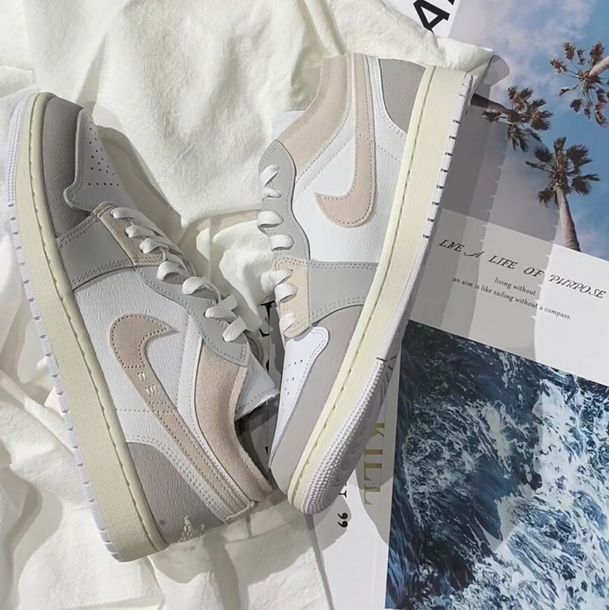 <快速出貨>Nike Air Jordan 1 Low SE Craft "Tech Grey" 燕麥海鹽 復古 麂皮 皮革 縫線 復古 奶油灰