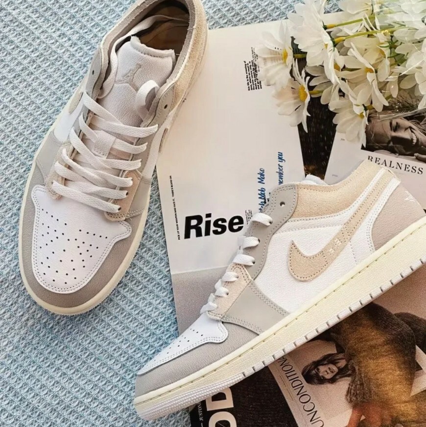 <快速出貨>Nike Air Jordan 1 Low SE Craft "Tech Grey" 燕麥海鹽 復古 麂皮 皮革 縫線 復古 奶油灰