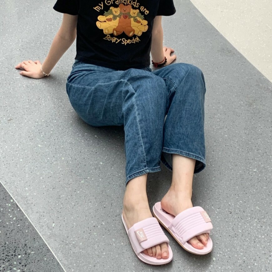 Nike Offcourt 粉 女鞋 可調式 拖鞋 魔鬼氈